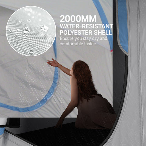 Image of 2000mm Waterproof SUV Tent, Car Tent with 3 Doors and Mesh Window, for 5-6 Person Camping Travel, Grey and Blue