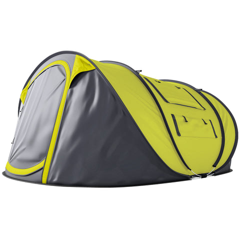 Image of camping tent - 4 Person Camping Tent, Easy Pop Up Tent with Doors, Windows and Carry Bag, Automatic Setup Tent for Hiki