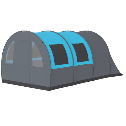 Image of camping tent - 5-6 Person Camping Tent with Living Room and Bedroom, 3000mm Waterproof Tunnel Large Family Tent, Grey a