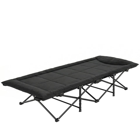 Image of camping cot - Camping Cot for Adults with Padded Cushion, 31.5" Wide Folding Bed with Carry Bag and Non-Slip Feet, Blac
