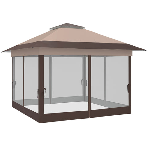Image of pop up canopy - 12' x 12' Foldable Pop-up Party Tent Instant Canopy Sun Shade Gazebo Shelter with Steel Frame, Khaki