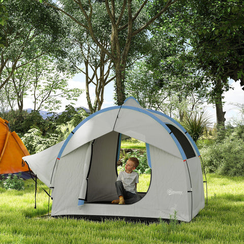 Image of 2000mm Waterproof SUV Tent, Car Tent with 3 Doors and Mesh Window, for 5-6 Person Camping Travel, Grey and Blue