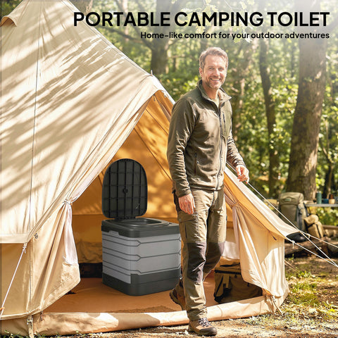 Image of Portable Toilet for Adults Foldable Porta Potty 12 Coagulant Packets for Camping Travel RV Outdoor Use