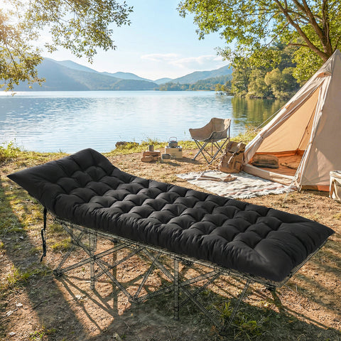 Image of Sleeping Mat, Camping Mat Pad with Elastic Straps, Black