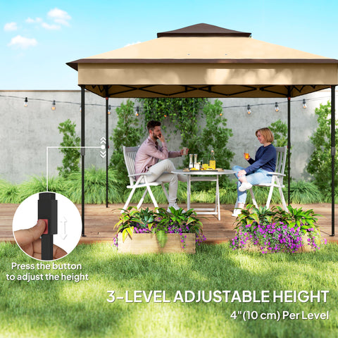 Image of 10.7 x 10.7ft Pop Up Gazebo, Adjustable Instant Sun Shelter with UV30+ Roof Cover, Removable Mesh Curtains, Beige