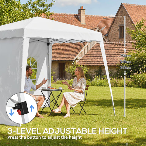 Image of Pop Up Canopy Tent with 2 Sidewalls, UV50+ Tents for Parties, with Carry Bag, Slant Legs, 8 x 8ft Top/9.5 x 9.5ft Base
