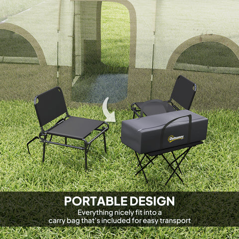 Image of 4 Person Camping Tent, 3 Room Cabin Tent, 3000mm Waterproof and UPF30+ with Sewn in Groundsheet and Carry Bag, Khaki