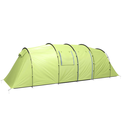 Image of camping tent - 6 Person Camping Tent with Porch, Large Family Tent with 2 Bedroom and Living Room, Light Green
