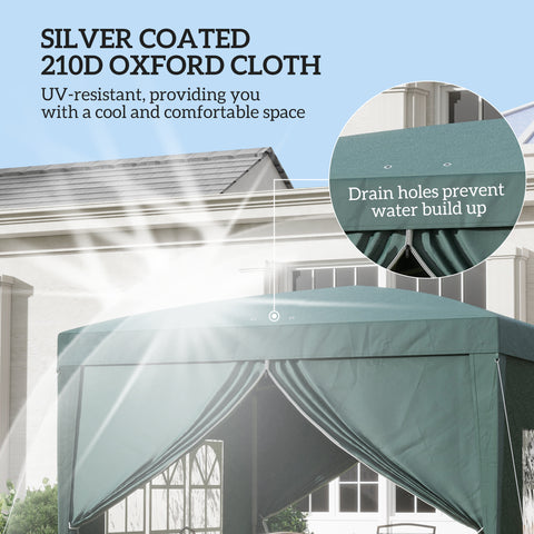 Image of 10'x10' Outdoor Pop Up Party Tent Wedding Gazebo Canopy with Carrying Bag (Dark Green)