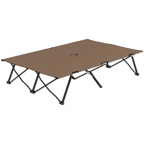 Image of camping cot - 76" Two Person Folding Camping Cot Outdoor Portable Double Cot Wide Military Sleeping Bed w/ Carrying Bag