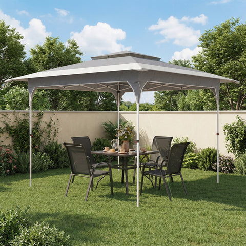 Image of 11.5 x 11.5 ft Pop Up Canopy Tent with 1-Button Push Easy Setup, UPF 50+ 2-Tier Instant Canopy with Carry Bag, Dark Grey