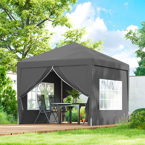 Image of 10'x10' Outdoor Pop Up Party Tent Wedding Gazebo Canopy with Carrying Bag (Grey)