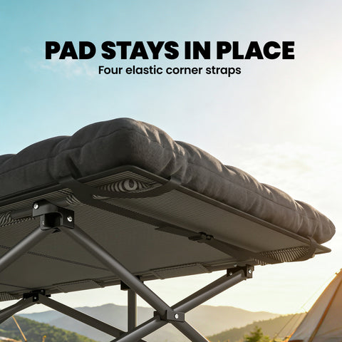 Image of Camping Cot with Soft Pad, 32" Extra Wide Folding Cots with Non-Slip Feet and Carry Bag, Black