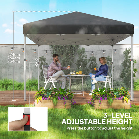 Image of 10' x 10' Pop Up Canopy with Sidewalls, Roller Bag, Height Adjustable Instant Tent for Outdoor, Garden, Patio, Black