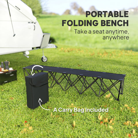 Image of Portable 6-Seater Folding Camping Chair, Team Bench Chair with Carry Bag for Soccer Football Team, No Assembly