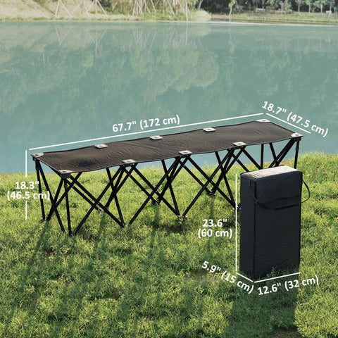 Image of Portable 4-Seater Folding Camping Chair, Team Bench Chair with Carry Bag for Soccer Football Team, No Assembly