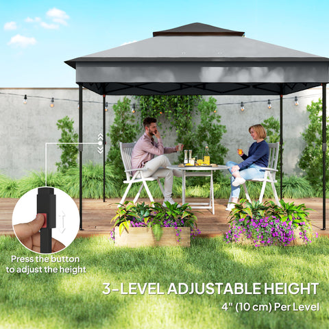 Image of 10.7 x 10.7ft Pop Up Gazebo, Adjustable Instant Sun Shelter with UV30+ Roof Cover, Removable Mesh Curtains, Dark Grey
