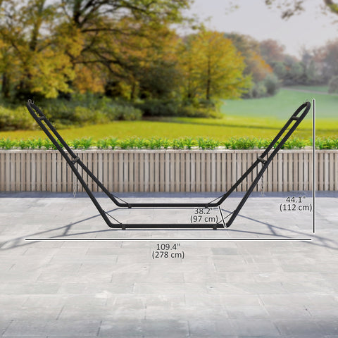 Image of Hammock Stand with Adjustable Height Steel Frame for 0.8" -1.2" Person 109.4" Black