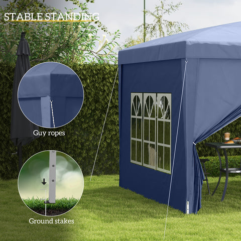 Image of 10'x10' Outdoor Pop Up Party Tent Wedding Gazebo Canopy with Carrying Bag (Blue)