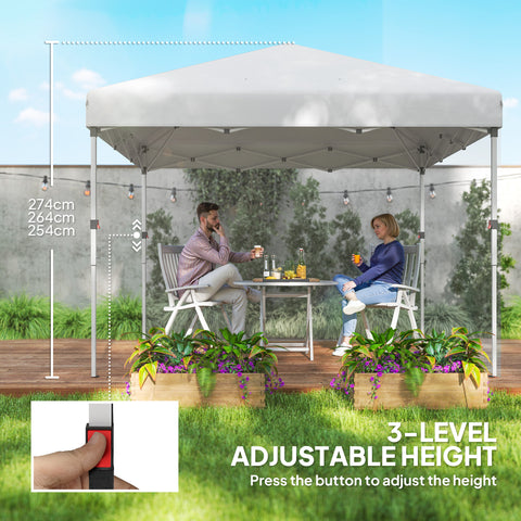 Image of 10' x 10' Pop Up Canopy with Sidewalls, Roller Bag, Height Adjustable Instant Tent for Outdoor, Garden, Patio, White