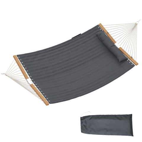 Image of camping hammock - Outdoor Hammock Padded Camping Hammock with Pillow & Spreader Bars 200 x 140 cm Grey
