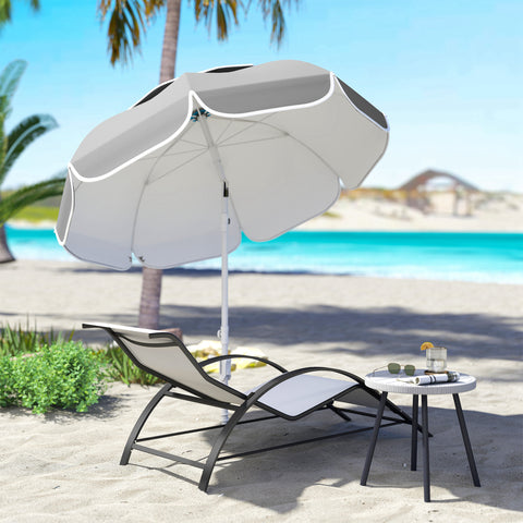 Image of 6 ft Beach Umbrella Portable with Sand Anchor, Carry Bag, Adjustable Height & Tilt, UPF50+ UV Protection, Grey