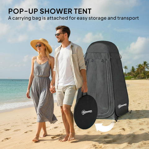 Image of Pop Up Shower Tent, Portable Privacy Room for Outdoor Changing, Dressing, Fishing Storage with Carrying Bag, Black