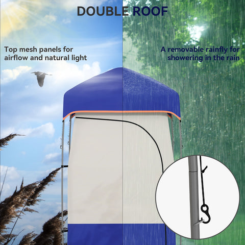 Image of Camping Shower Tent, Portable Privacy Shelter with Solar Shower Bag, Removable Floor and Carrying Bag, Blue