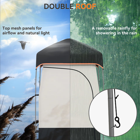 Image of Camping Shower Tent, Portable Privacy Shelter with Solar Shower Bag, Removable Floor and Carrying Bag, Black