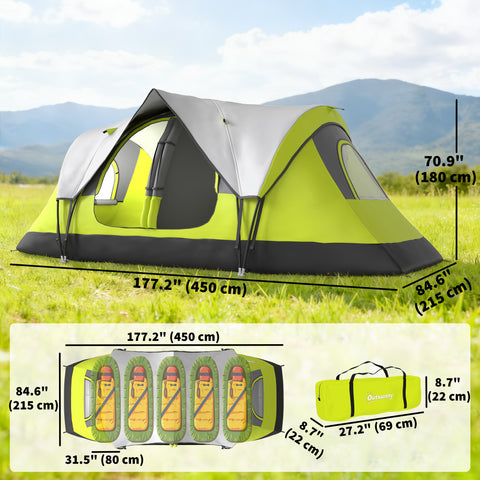 Image of Camping Tent for 6-8 Man with 2000mm Waterproof Rainfly and Carry Bag for Fishing Hiking Festival, Green