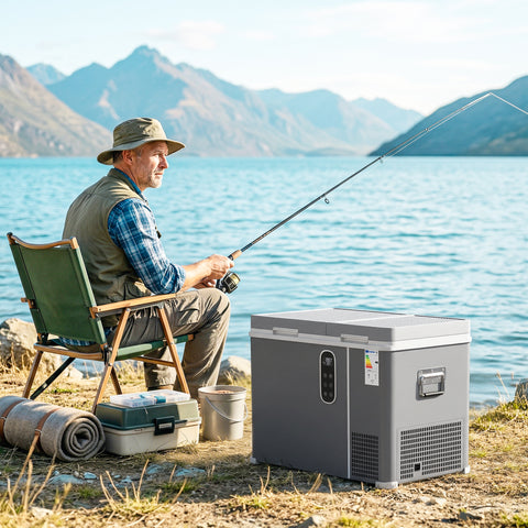 Image of 12 Volt Car Refrigerator, Dual Zone 48 QT Car Fridge with App Control, 12/24V DC and 100-240V AC,