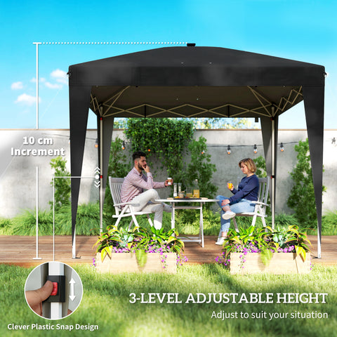 Image of 10 x 10 ft Pop Up Canopy Tent with Central Light, UPF 50+ Instant Portable Canopy Shelter with Remote, Black