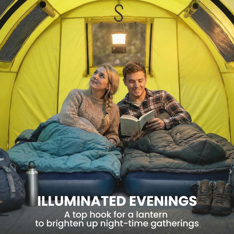 Image of 3-4 Person Camping Tent with 2 Rooms, 3000mm Waterproof Portable Family Tent with Carry Bag, Yellow