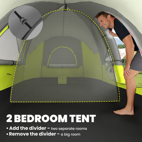 Image of Camping Tent for 6-8 Man with 2000mm Waterproof Rainfly and Carry Bag for Fishing Hiking Festival, Green