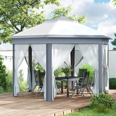 Image of 13' x 13' Pop Up Canopy Tent with Netting and Carry Bag, Instant Sun Shelter, Grey