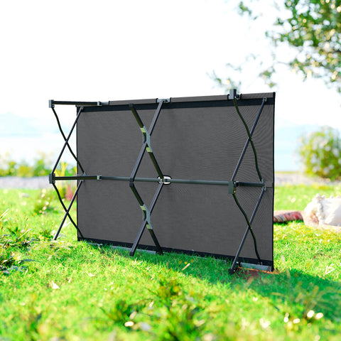 Image of Two Person Folding Camping Cot Outdoor Portable Double Cot with Carrying Bag 76" Dark Grey