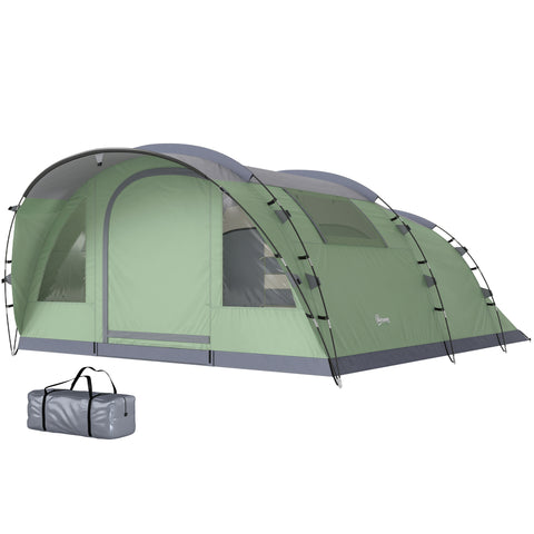 Image of camping tent - Multi-Room Camping Tent for 5 Person, Easy Set up Large Family Tent with 4 Windows, Porch, Light Green