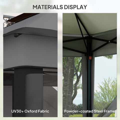 Image of 10.7 x 10.7ft Pop Up Gazebo, Adjustable Instant Sun Shelter with UV30+ Roof Cover, Removable Mesh Curtains, Dark Grey