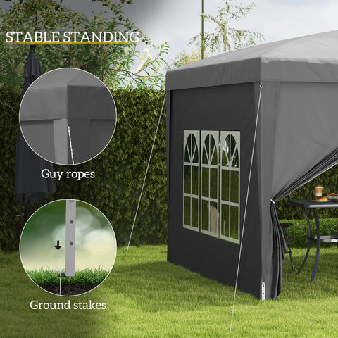 Image of 10'x10' Outdoor Pop Up Party Tent Wedding Gazebo Canopy with Carrying Bag (Grey)