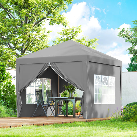 Image of 10'x10' Outdoor Pop Up Party Tent Wedding Gazebo Canopy with Carrying Bag (Light Grey)