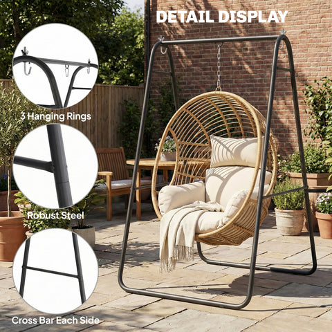 Image of Hanging Hammock Stand Only Heavy Duty Steel A-Frame for Hanging Hammock, Max Load 330 LBS, Black