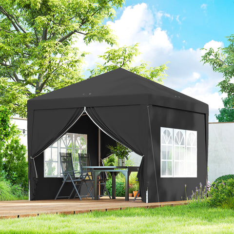 Image of 10'x10' Outdoor Pop Up Party Tent Wedding Gazebo Canopy with Carrying Bag (Black)