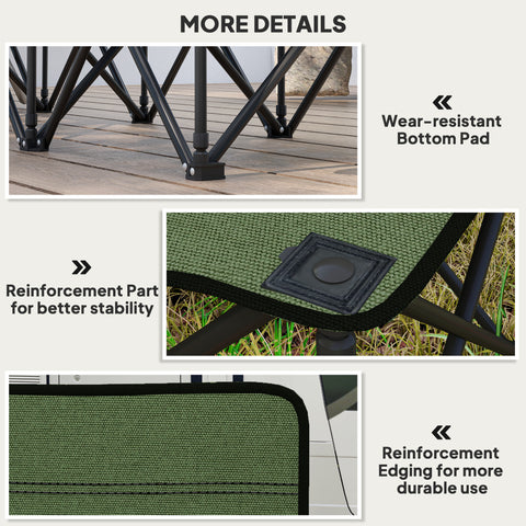 Image of 6 Seat Folding Camping Chair with Cup Holder and Carrying Case for Camping, Picnic, Sports Events, Dark Green