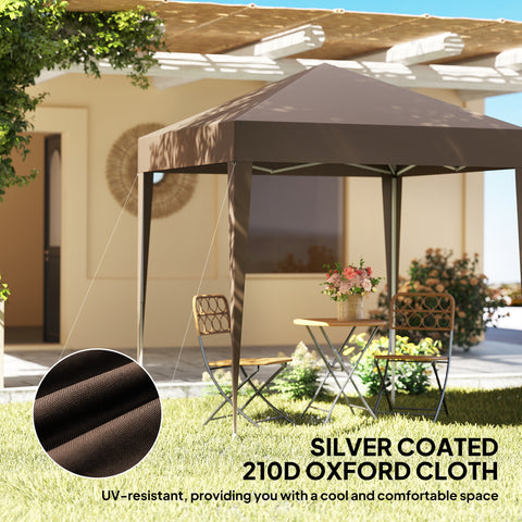 Image of 6.6'x6.6' Pop Up Canopy Tent with Sidewalls, Instant Sun Shelter Camping Gazebo with Carry Bag, Coffee