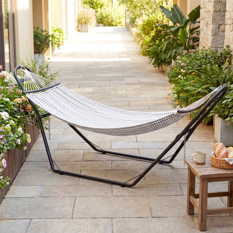 Image of Hammock Stand with Adjustable Height Steel Frame for 0.8" -1.2" Person 109.4" Black
