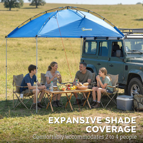 Image of Car Awning Camping Tailgate Tent for SUV, 3000mm Waterproof Car Side Awning with Carry Bag, Light Blue