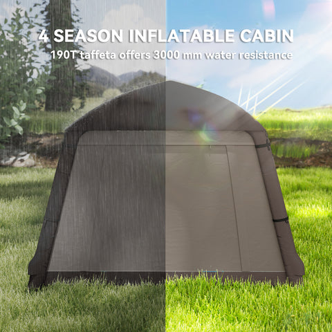 Image of Inflatable Camping Tent, 1-2 Person Glamping Tent with Hand Pump, Blow Up Tent with Doors, Carry Bag, Khaki and Brown