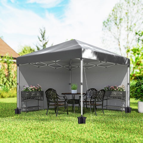 Image of 10' x 10' Pop Up Canopy with Sidewalls, Roller Bag, Height Adjustable Instant Tent for Outdoor, Garden, Patio, Grey