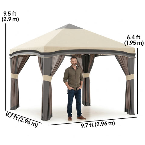 Image of 10' x 10' Pop Up Canopy with Netting, Foldable Tents for Parties, Height Adjustable, with Storage Bag