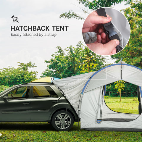 Image of 2000mm Waterproof SUV Tent, Car Tent with 3 Doors and Mesh Window, for 5-6 Person Camping Travel, Grey and Blue